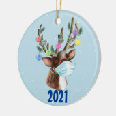 Reindeer Face Mask Kerstmis 2021 Keramisch Ornament (Links)