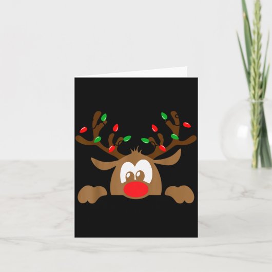 Reindeer Face Matching Family Christmas Deer Girl Kaart (Voorkant)