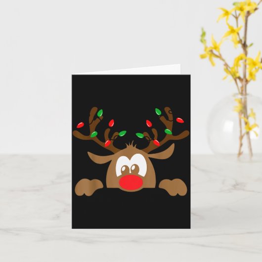 Reindeer Face Matching Family Christmas Deer Girl  Kaart (Gele Bloem)