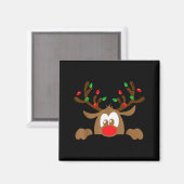 Reindeer Face Matching Family Christmas Deer Girl  Magneet (Voorkant / Achterkant)