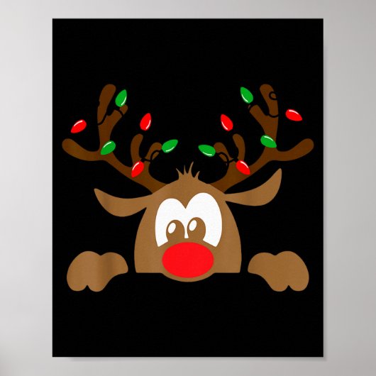 Reindeer Face Matching Family Christmas Deer Girl Poster (Voorkant)