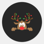 Reindeer Face Matching Family Christmas Deer Girl  Ronde Sticker (Voorkant)
