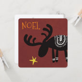 Reindeer found the star: Christmas card, flat Kaart (Voorkant / Achterkant in situ)