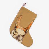 Reindeer Frenchie Kleine Kerstsok (Voorkant (Hangend))