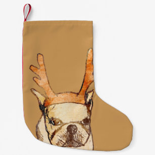 Reindeer Frenchie Kleine Kerstsok