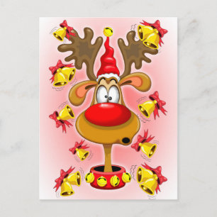 Reindeer Fun-kerstCartoon met Bells Alarms Feestdagenkaart