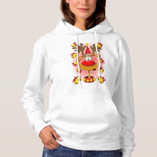 Reindeer Fun-kerstCartoon met Bells Alarms Hoodie (Voorkant)