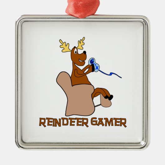Reindeer Gamer Deluxe Metalen Ornament (Voorkant)