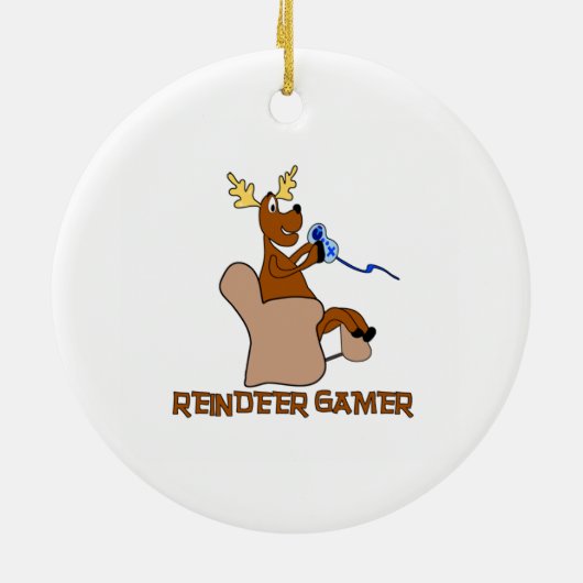 Reindeer Gamer Keramisch Ornament (Achterkant)