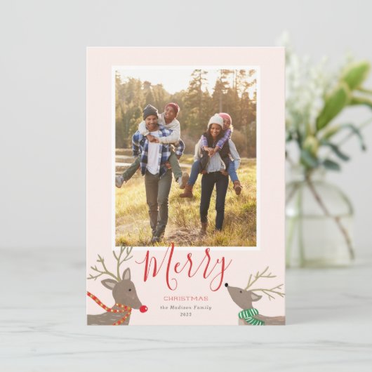 Reindeer Games Holiday Photo Card (Staand voorkant)
