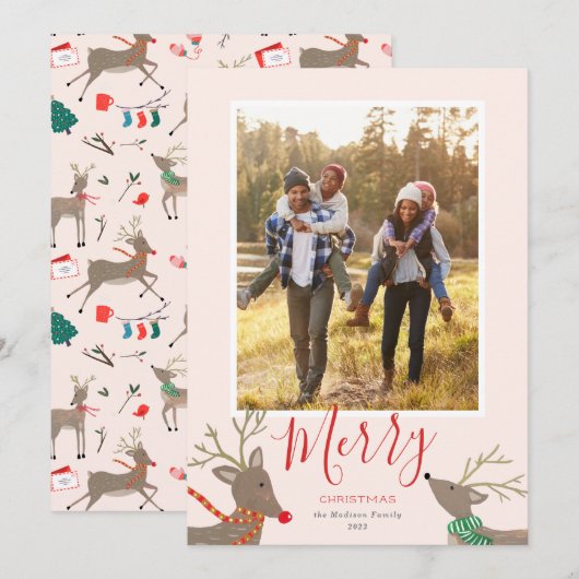 Reindeer Games Holiday Photo Card (Voorkant / Achterkant)