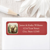 Reindeer & Garland kerstnamenadreslabels Etiket (Insitu)