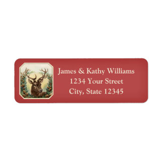 Reindeer & Garland kerstnamenadreslabels Etiket