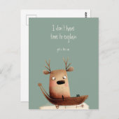 Reindeer geen tijd om het grappige citaat uit te l briefkaart (Voorkant / Achterkant)