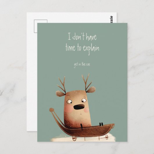 Reindeer geen tijd om het grappige citaat uit te l briefkaart (Voorkant / Achterkant)