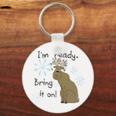 Reindeer gereed voor kersttshirts en cadeaus sleutelhanger (Voorkant)