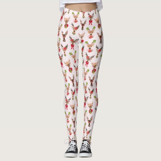 Reindeer Glam Christmas Leggings (Voorkant)