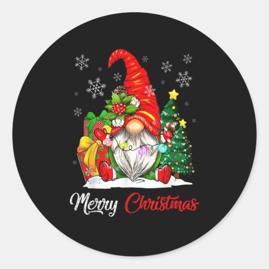 Reindeer Gnome Matching Family Xmas Merry Christma Ronde Sticker (Voorkant)