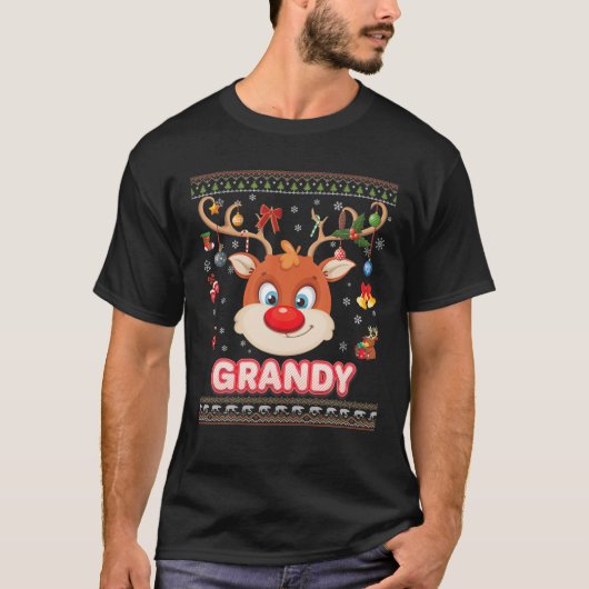 Reindeer Grandy Face Merry Kerstkerstkerstkerstker T-shirt (Voorkant)