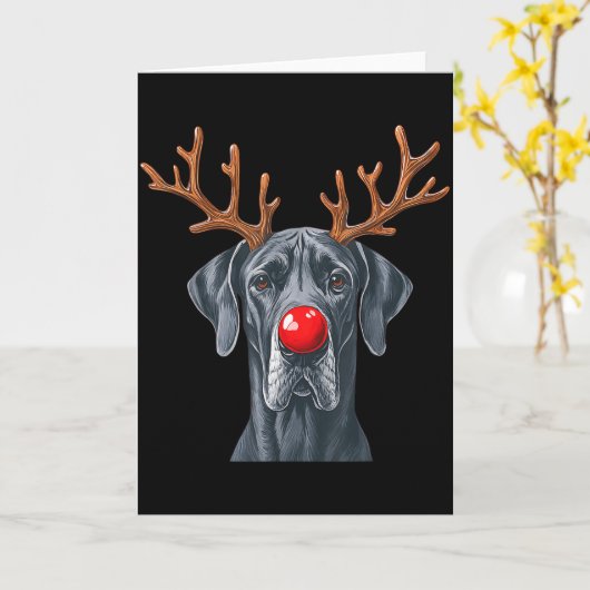 Reindeer Great Dane Christmas Great Dane Dog Mom D Kaart (Gele Bloem)