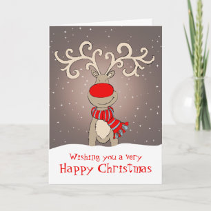 Reindeer Happy kerstkaart in grijs Feestdagen Kaart