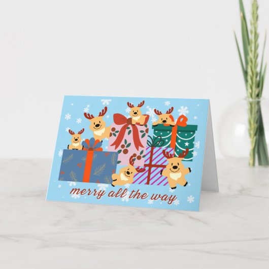 Reindeer Have Arrived Holiday Greeting Card Feestdagen Kaart (Voorkant)