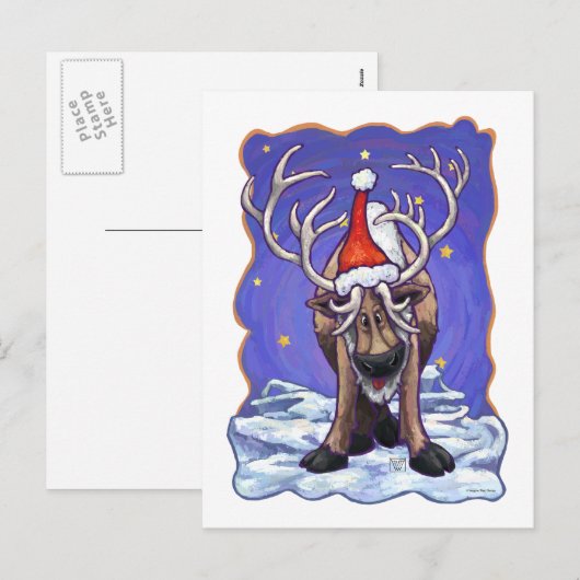 Reindeer Holiday Feestdagenkaart (Voorkant / Achterkant)