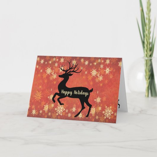 Reindeer Holiday Greeting Card Feestdagen Kaart (Voorkant)