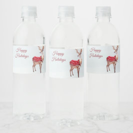 Reindeer Holiday Waterfles Etiket