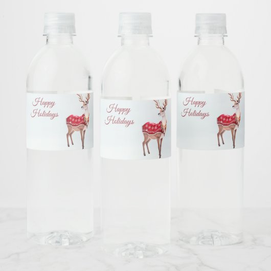 Reindeer Holiday Waterfles Etiket (Flessen)