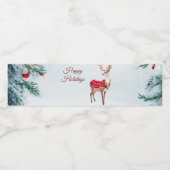 Reindeer Holiday Waterfles Etiket (Enkel label)