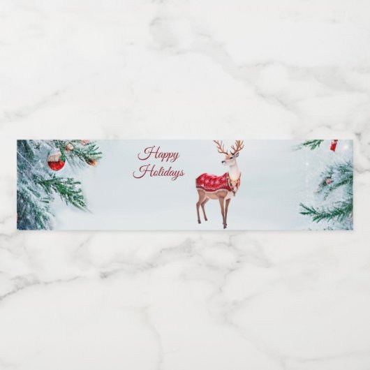 Reindeer Holiday Waterfles Etiket (Enkel label)