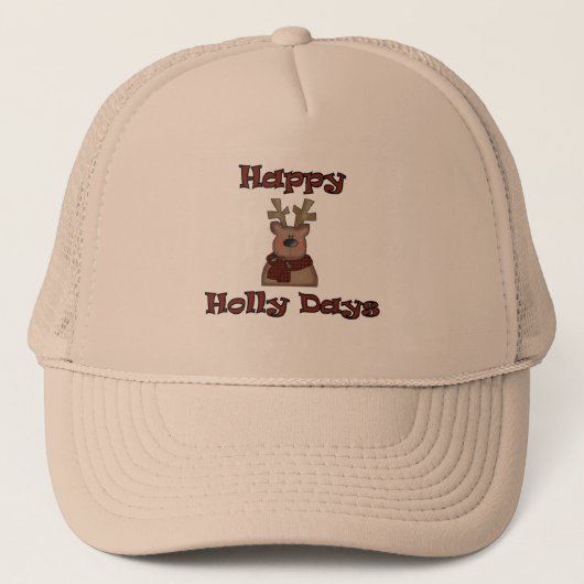 Reindeer Holly Days Tshirts en geschenken Trucker Pet (Voorkant)
