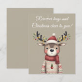 Reindeer Hugs and Christmas Cheer Greeting Card Kaart (Voorkant / Achterkant)