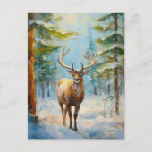 Reindeer in a Winter Forest Modern Art Briefkaart (Voorkant)