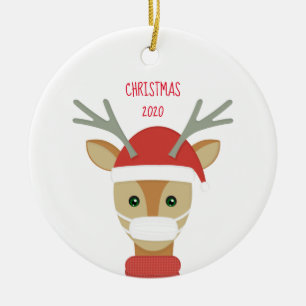 Reindeer in het gezicht Kerstmis 2020 Keramisch Ornament
