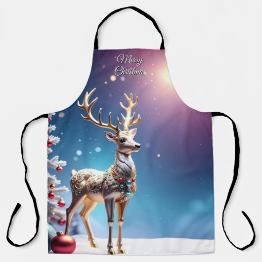 Reindeer Jewels Christmas Holiday Apron Schort (Voorkant)