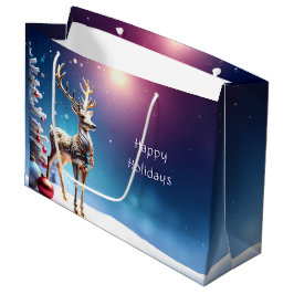 Reindeer Jewels Christmas Holiday Gift Bag Groot Cadeauzakje