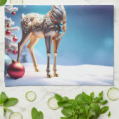 Reindeer Jewels Christmas Holiday Kitchen Towel Theedoek (Gevouwen)