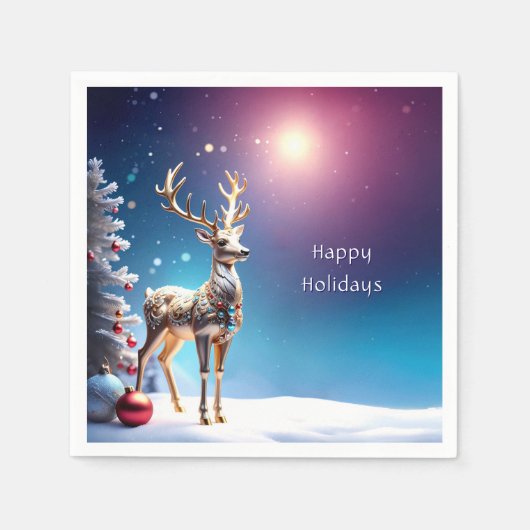Reindeer Jewels Christmas Holiday Napkin Servet (Voorkant)