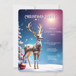 Reindeer Jewels Christmas Holiday Party Invitation Kaart