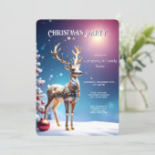 Reindeer Jewels Christmas Holiday Party Invitation Kaart (Staand voorkant)