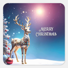 Reindeer Jewels Christmas Holiday Sticker