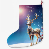 Reindeer Jewels Christmas Holiday Stocking Grote Kerstsok (Achterkant)
