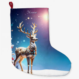 Reindeer Jewels Christmas Holiday Stocking Grote Kerstsok