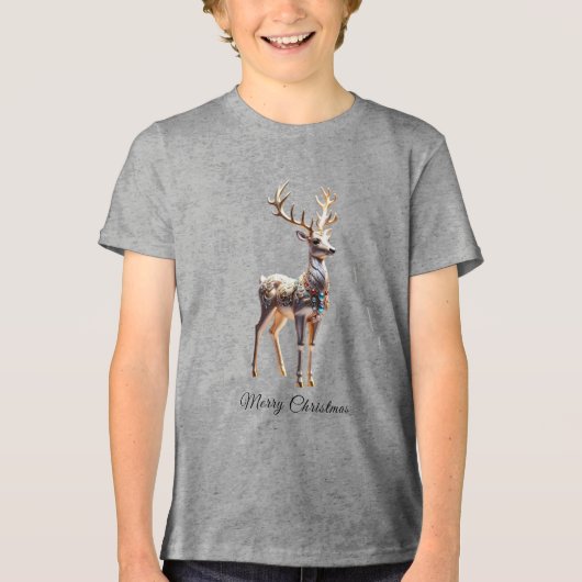 Reindeer Jewels Christmas Holiday Tri-Blend Shirt (Voorkant)