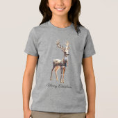 Reindeer Jewels Christmas Holiday Tri-Blend Shirt (Voorkant)