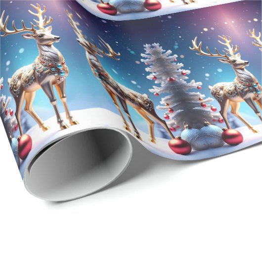 Reindeer Jewels Christmas Holiday Wrapping Paper Cadeaupapier (Rol Hoek)