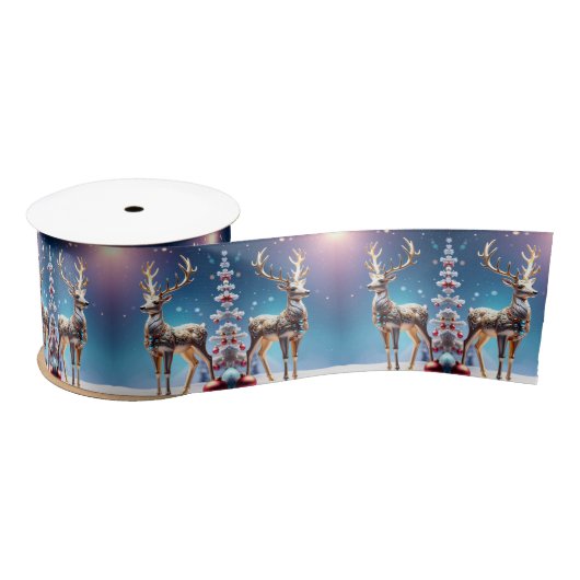 Reindeer Jewels Christmas Satin Ribbon Satijnen Lint (Spoel)