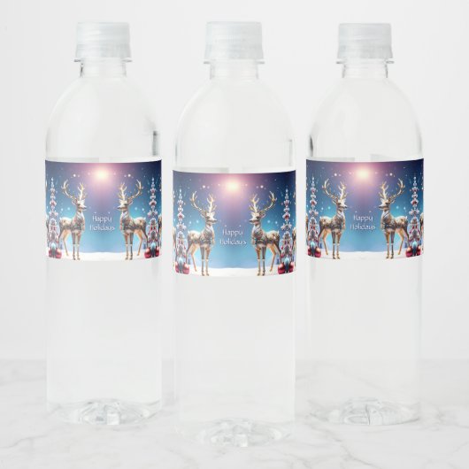 Reindeer Jewels Holiday Water Bottle Label Waterfles Etiket (Flessen)
